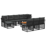 Set di divani da esterno 11 pcs Nero e Grigio scuro Poliestere