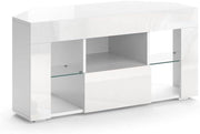 Mobile tv Denver, Bianco, 100 x 50 cm, adatto come supporto TV con ripiani aperti e chiusi