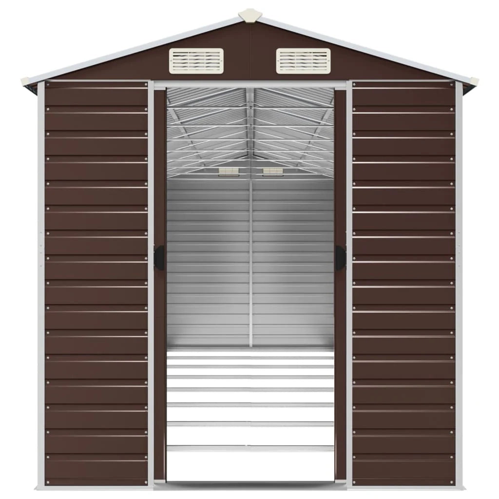 Casetta da giardino cabina ripostiglio casetta da esterno robusta casetta per attrezzi 191 x 725 x 198 cm acciaio zincato marrone 02_0022275
