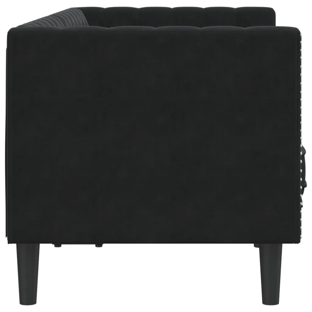 vidaXL Divano Chesterfield con Rinforzi 2 Posti Nero in Velluto