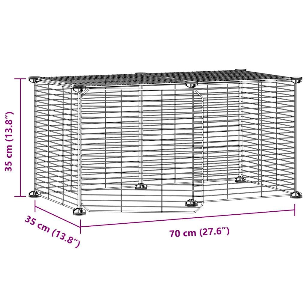 Gabbia per animali domestici a 8 pannelli con porta 35 x 35 cm Nero 02_0041604