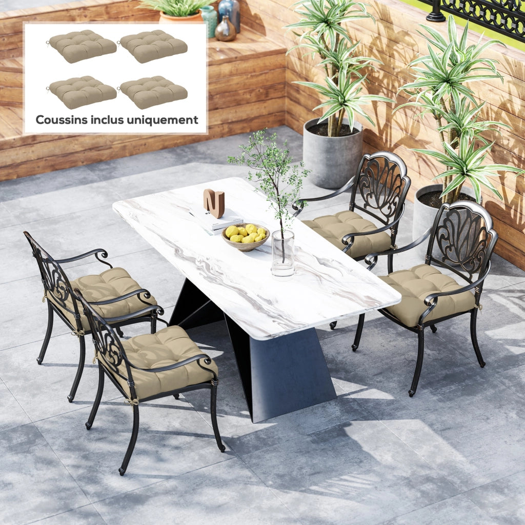 Cuscini da giardino per sedie ¨C zephmum ¨C 4 pezzi, 48x48 cm, kaki, con imbottitura 10 cm e cinghie