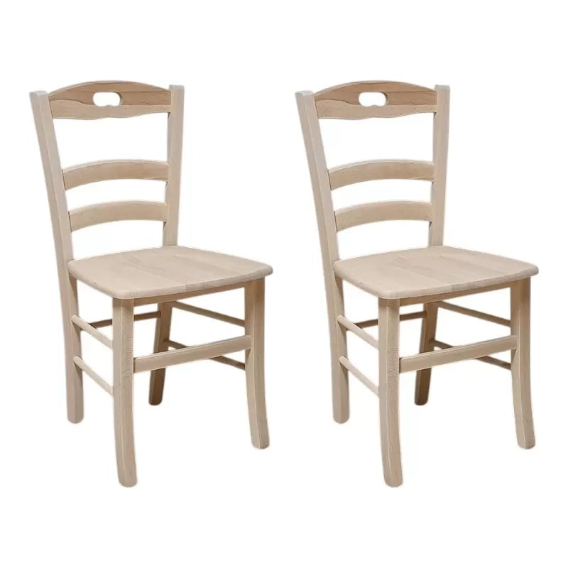 Set 2 sedie cucina classico legno grezzo seduta legno 40x44x88 - Mobili 2G