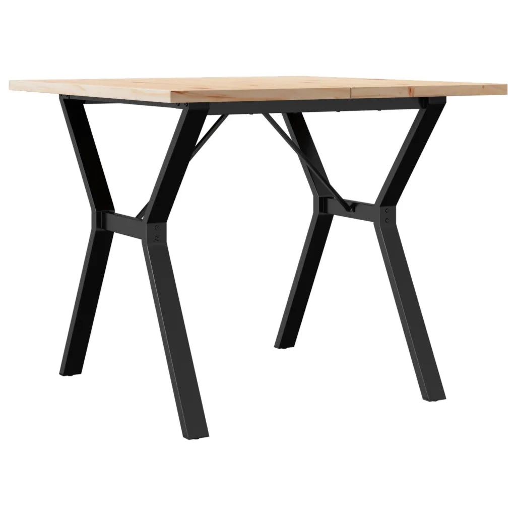 Tavolo da Pranzo Telaio a Y 90x90x75,5 cm Legno Pino e Acciaio