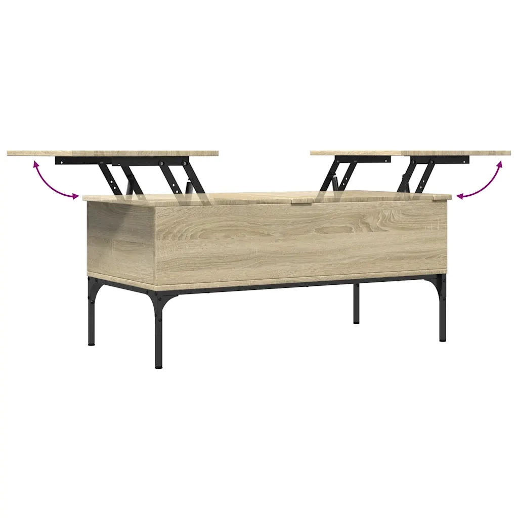 Tavolino Rovere Sonoma 100x50x45 cm Legno Multistrato e Metallo 845412