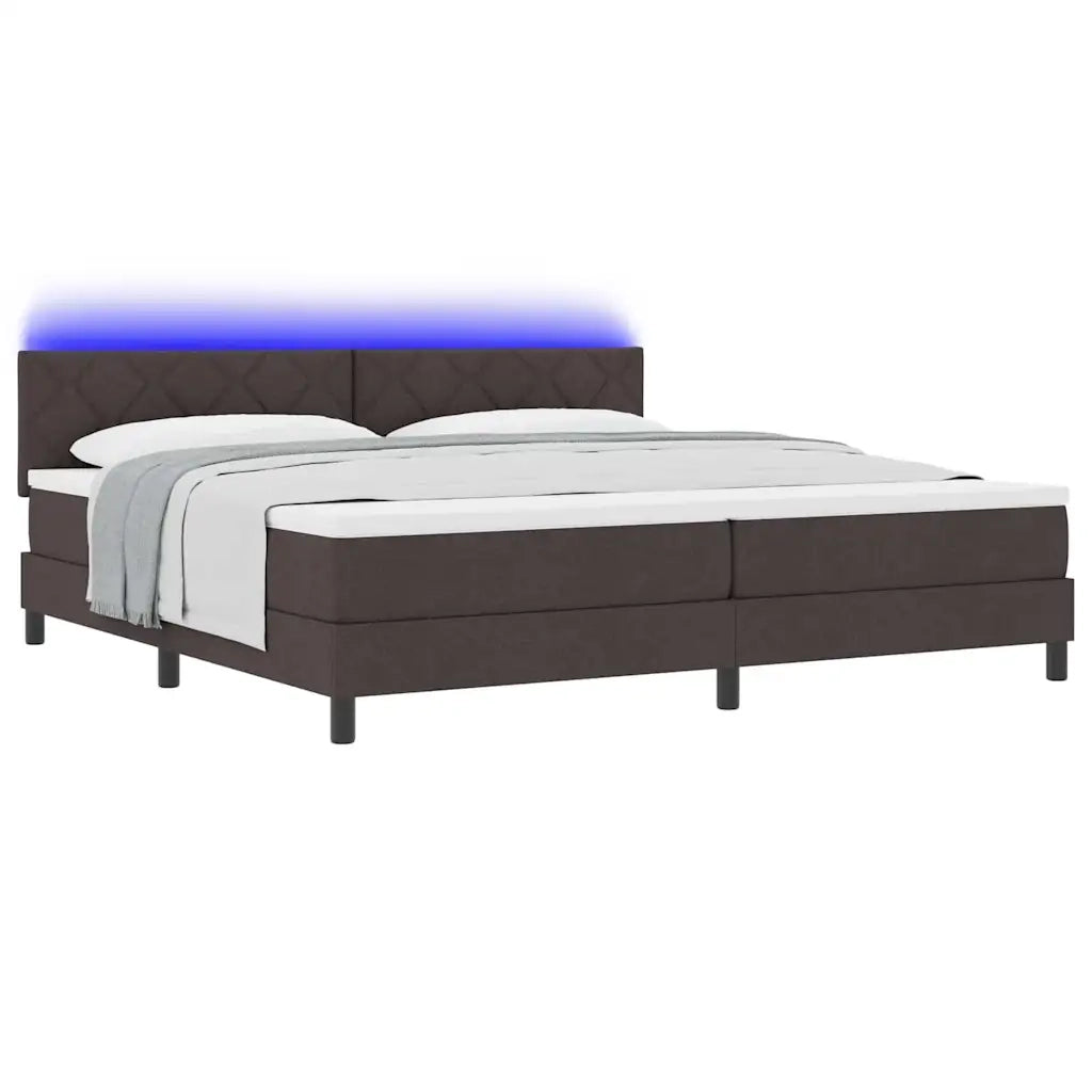 Letto a molle con materasso Marrone Scuro 200 x 200 cm Tessuto