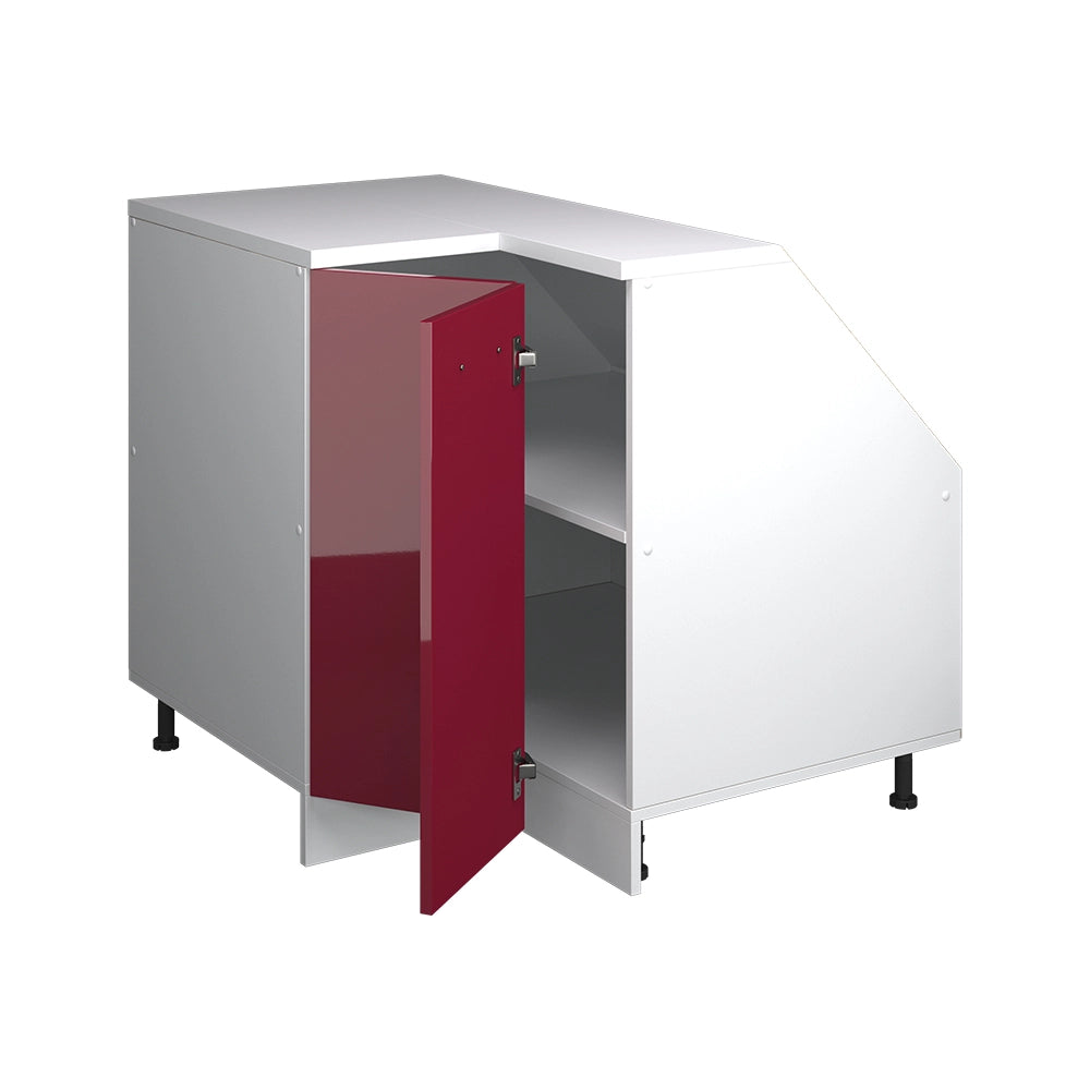 Mobile cucina angolare per sottotetto R-Line Rosso lucido/Bianco 75.6 cm con 1 porta, carcassa dell’armadio profondità 60 cm Vicco