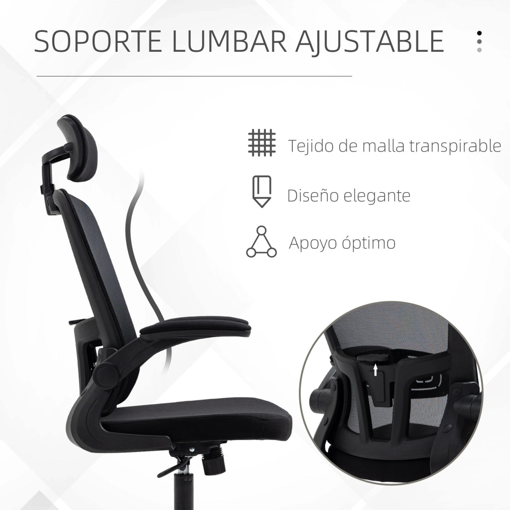 Sedia da ufficio con rete ¨C zephmum ¨C nera, 65x64x114-122 cm