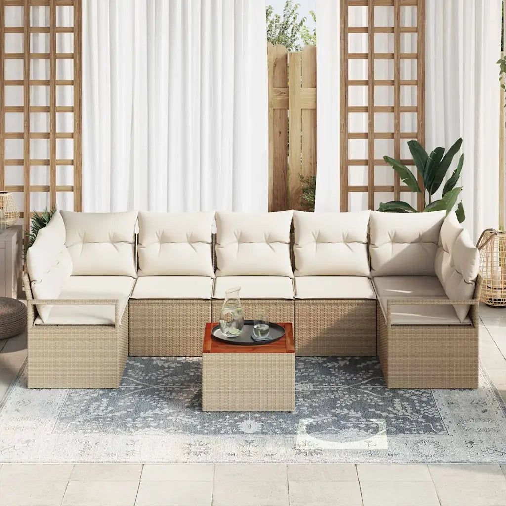 Set Divano da Giardino 8 pcs Beige e Crema polyrattan 3356342