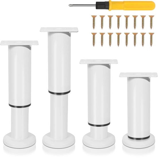 Piedini per mobili - Tavolo piede Adattabile estensibile 12-18cm - set da 4 - Metallo - Bianco