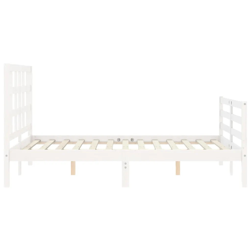 Giroletto con Testiera-Struttura Letto con testiera Bianco 120x200 cm in Legno Massello 485251
