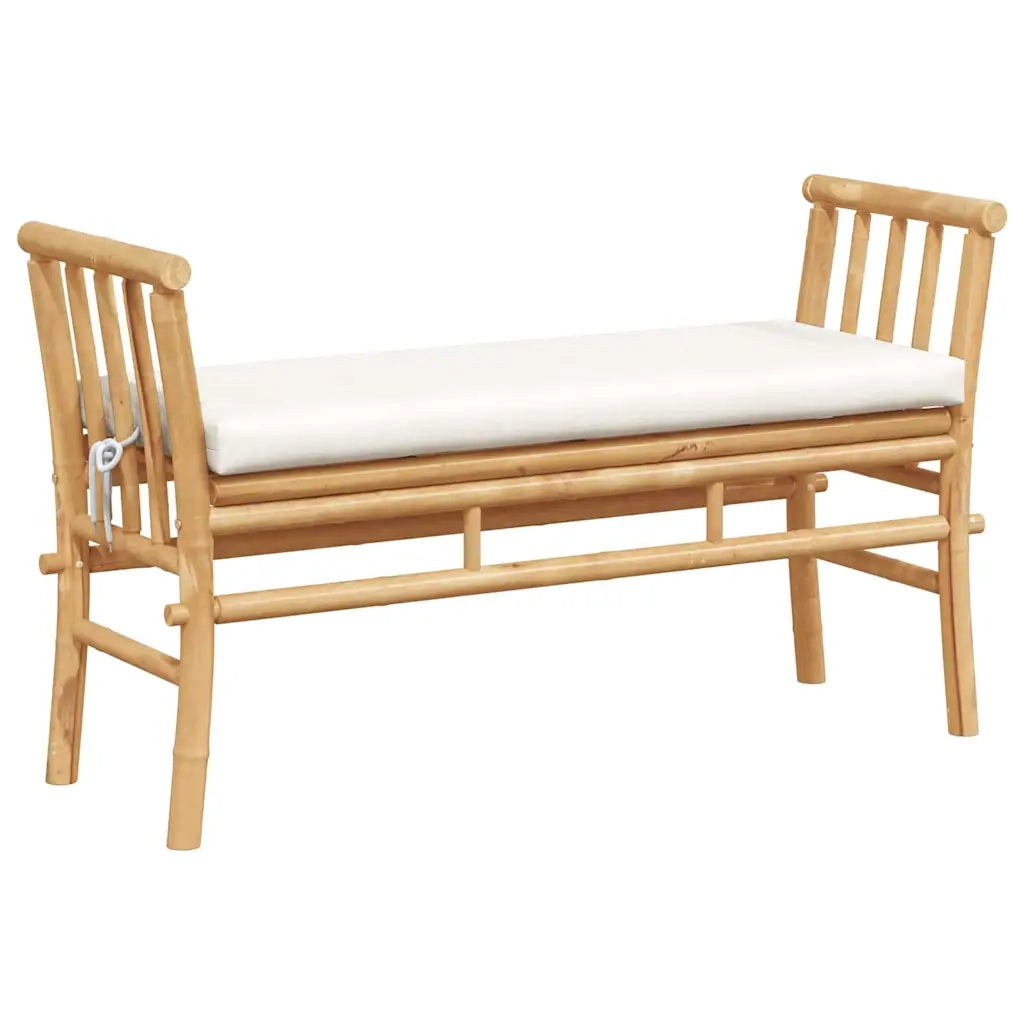 Panchina da giardino con cuscino Marrone 110 x 38 x 65cm Bambù 4108077