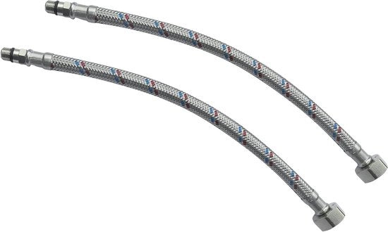 Set di 2 tubi di ingresso flessibili per miscelatore - 1/2 pollice femmina & M10 maschio - 300 mm di lunghezza - sanitario e cucina - set di connessioni per sanitari