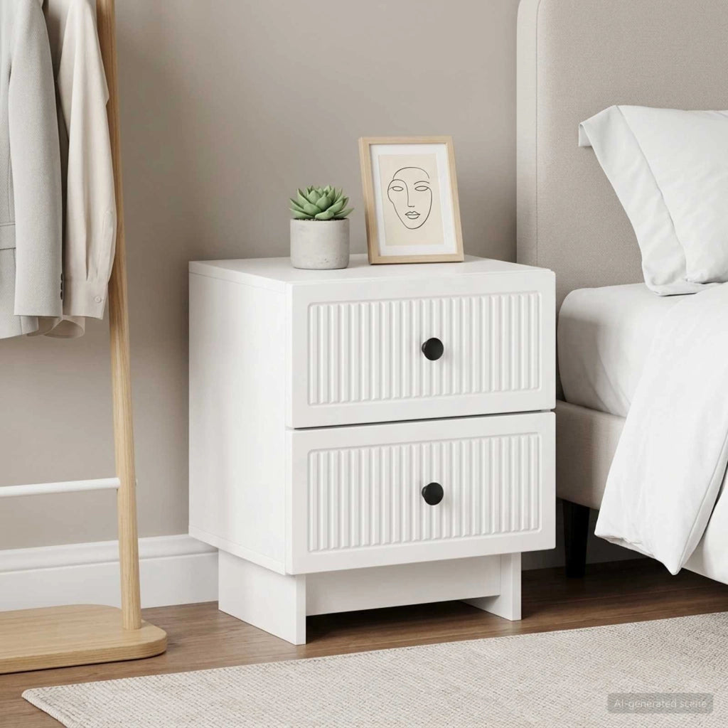 Armadio da Notte 2 pz Bianco Lucido 43 x 34,5 x 47,5 cm 893844
