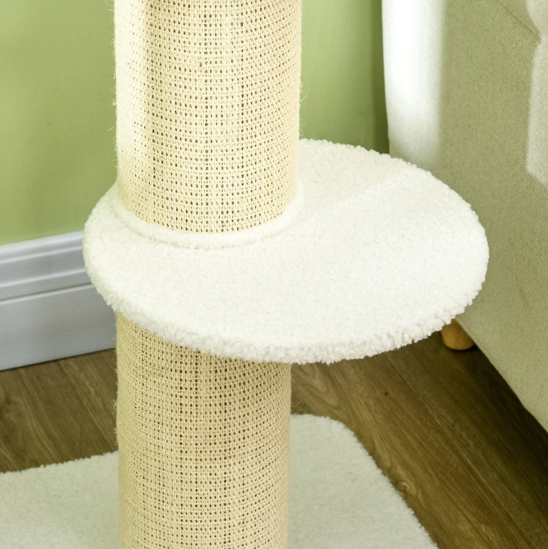 Tiragraffi per gatti 91 cm con piattaforme e cuscino crema