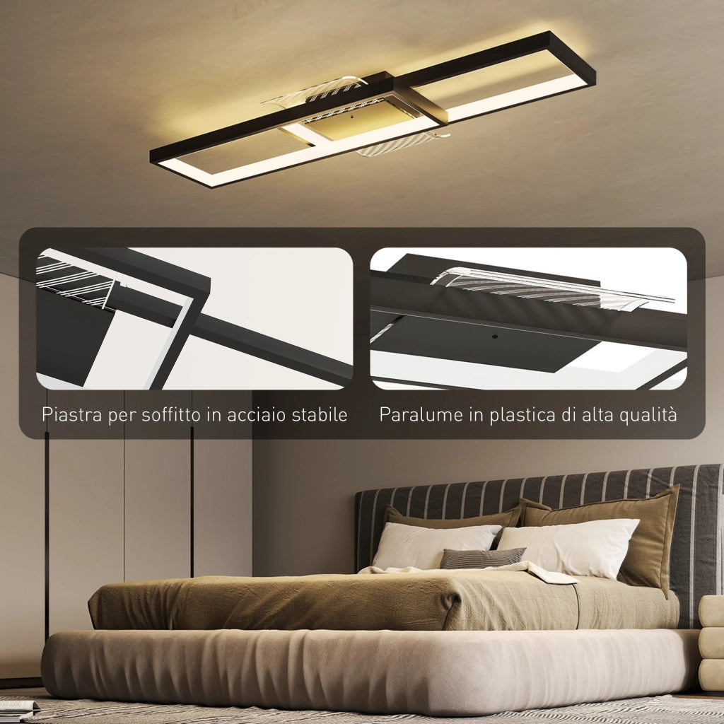 Lampada LED a Soffitto Dimmerabile 70x30cm ¨C Xylo ¨C Nero, Telecomando, 3000-6000K