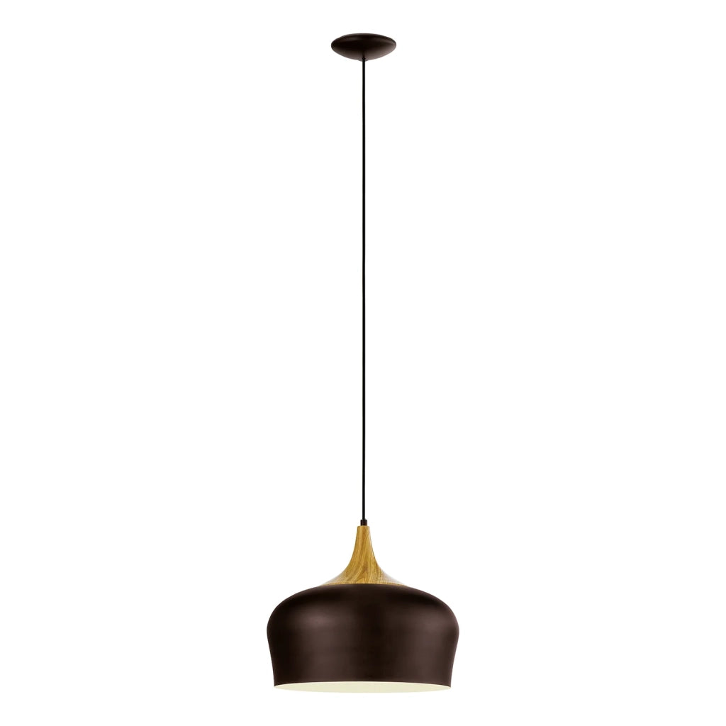Lampadario A Sospensione Minimal Obregon Acciaio Marrone Crema 1 Luce E27