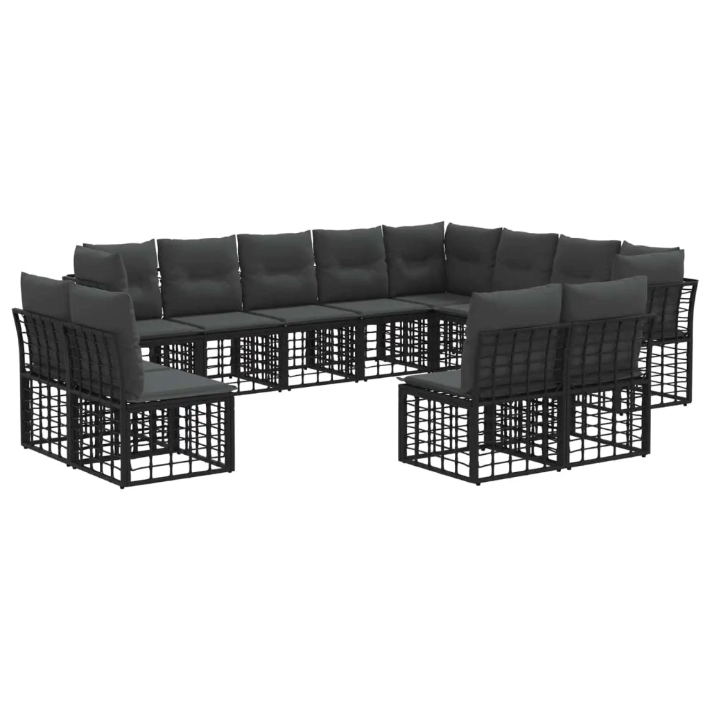 Set di divani da esterno Nero e Grigio scuro Poliestere