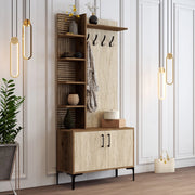Loceri, Mobile da Ingresso Appendiabiti, 90x35x200h cm Beige Marmo