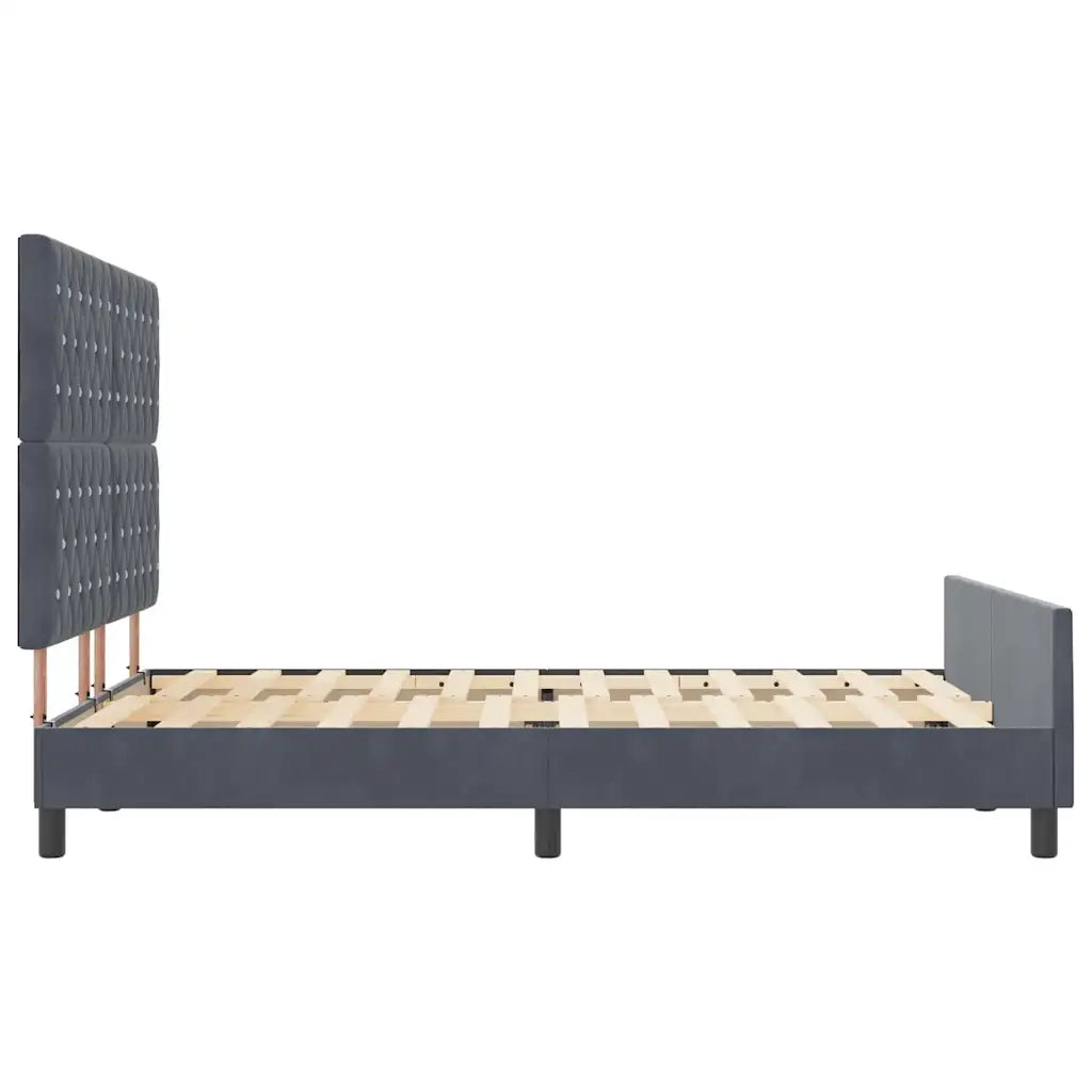 Letto a molle con testiera Grigio scuro 140 x 200 cm Velluto 3344880