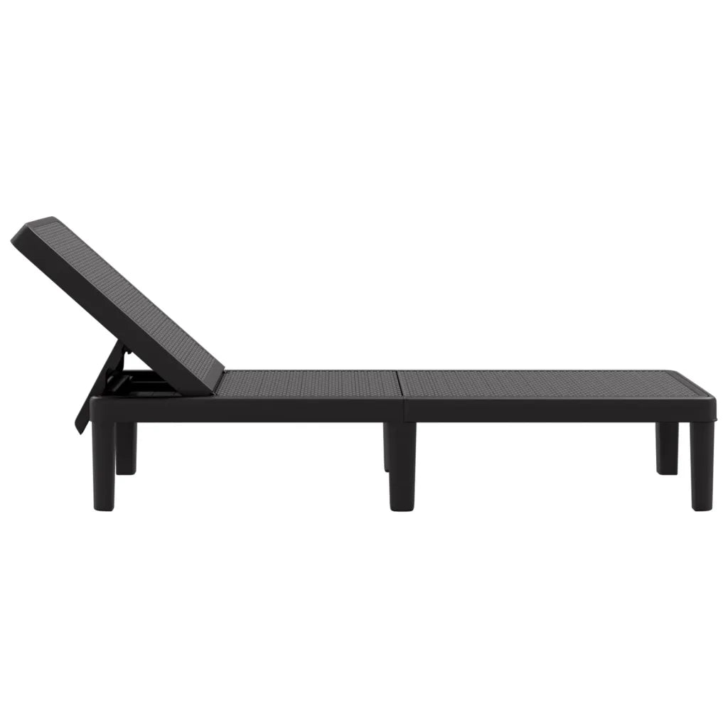 Lettino Prendisole 4 Altezze Regolabili Nero 155,5x57x28 cm iPP 4008100