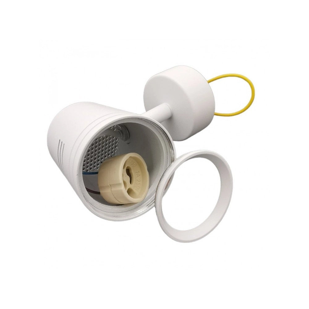 Trade Shop - Porta Faretto Proiettore Orientabile Da Soffitto Parete A Cilindro Gu10 P28-gu10 - Bianco