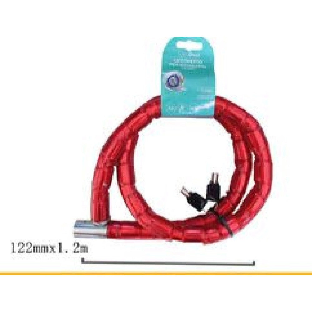 Trade Shop - Catena Antifurto Lucchetto Bici Bicicletta Scooter Moto 120 Cm 2 Chiavi Cx-9563 -