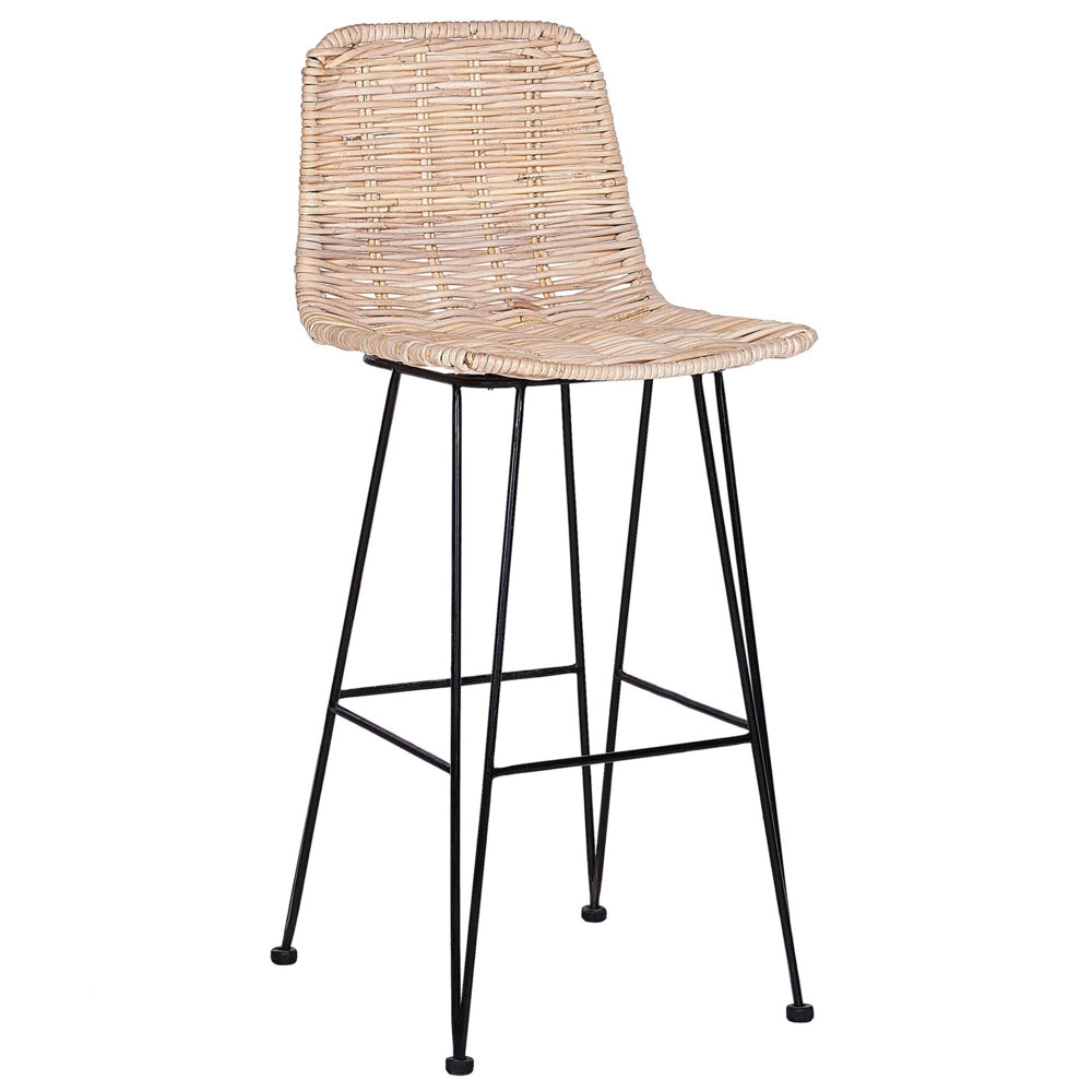 Set di sedie da bar per cucina e sala da pranzo in rattan rustico boho beige sabbia
