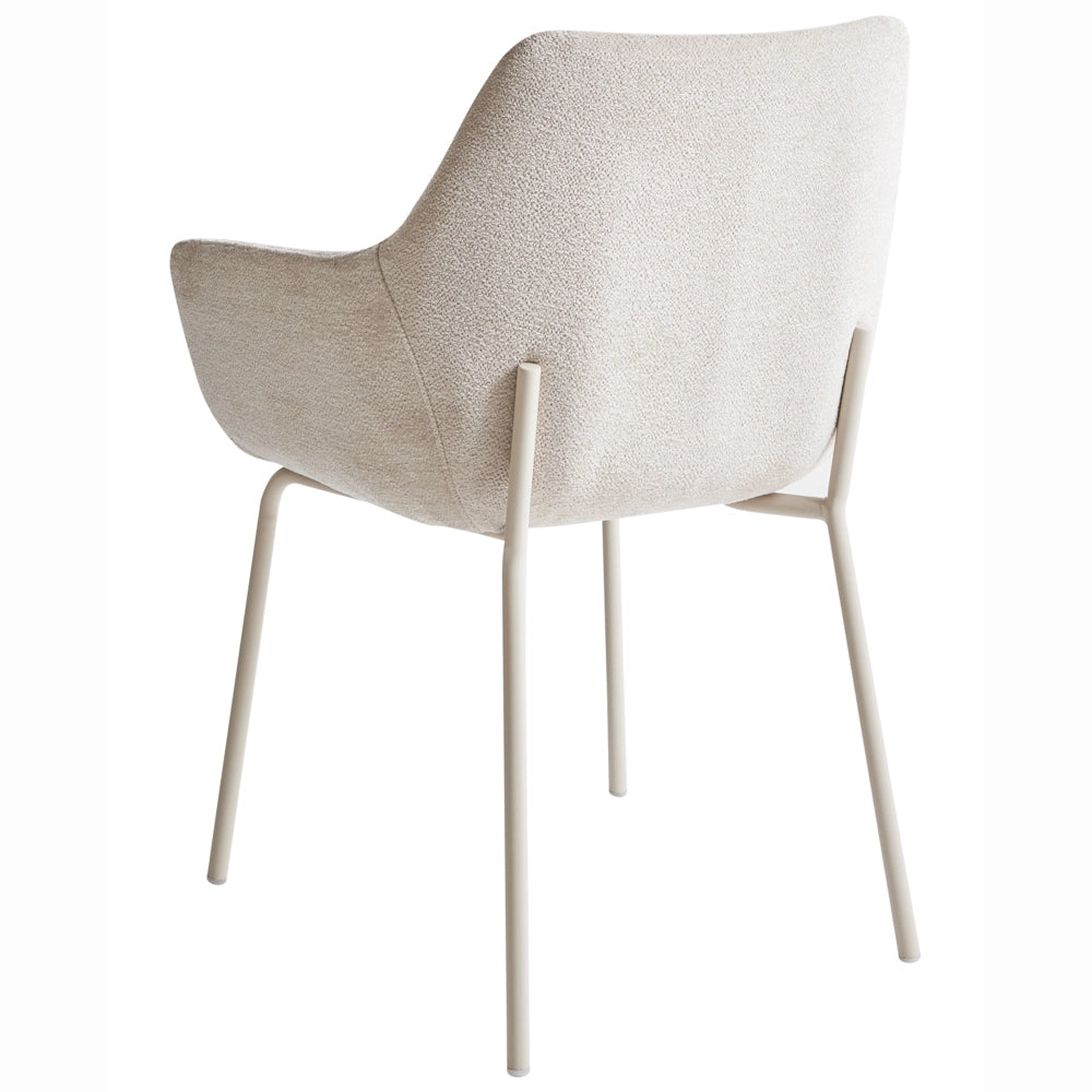 Set di 2 sedie da pranzo imbottite beige chiaro con braccioli e base in metallo design moderno