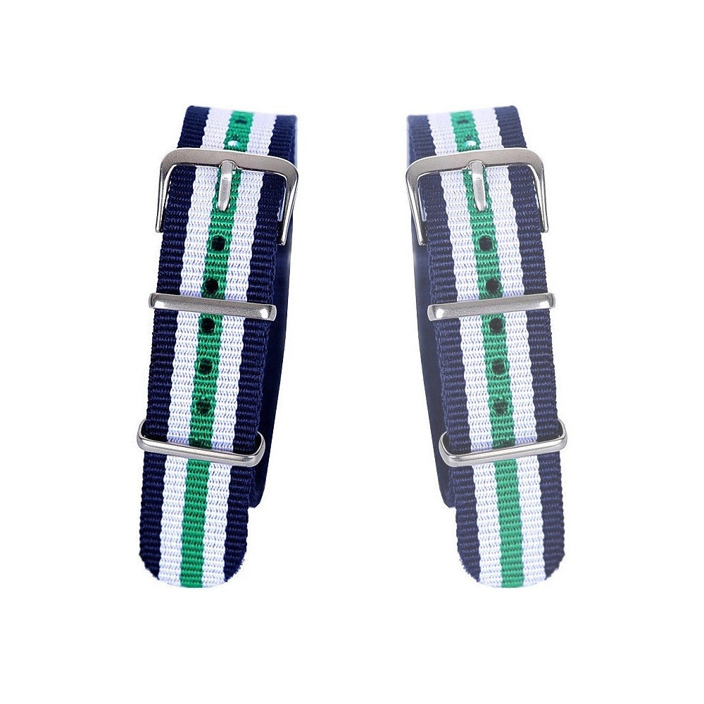 Trade Shop - Cinturino Nylon Universale Ricambio Orologio Larghezza 20mm Blu Bian Verd -