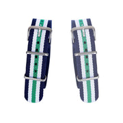 Trade Shop - Cinturino Nylon Universale Ricambio Orologio Larghezza 20mm Blu Bian Verd -