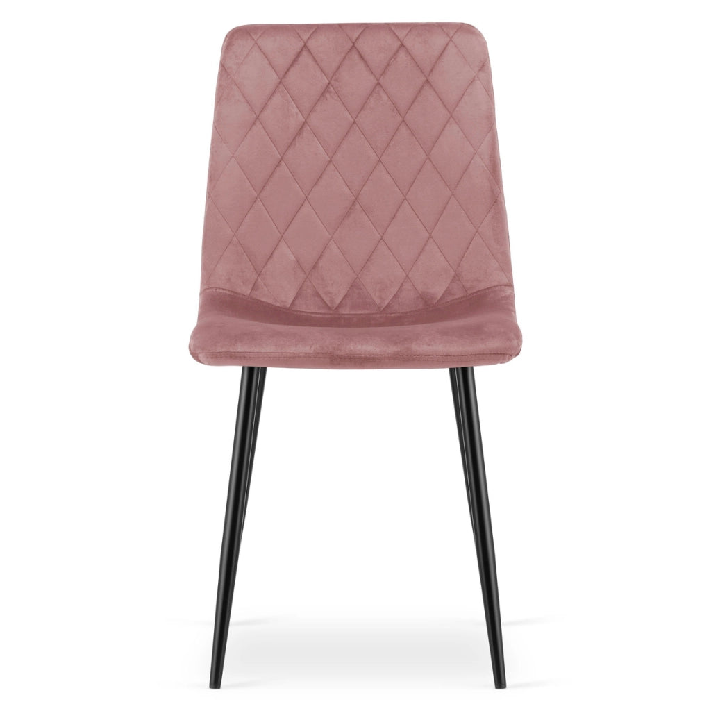 Set di 3 sedie Turin in velluto rosa e gambe nere