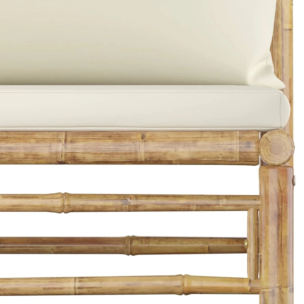 Set di mobili da giardino mobili da esterno set da 5 pezzi con cuscini bambù bianco crema 02_0016307