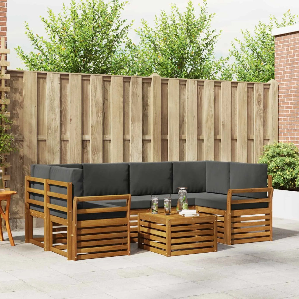 Set di divani da esterno con cuscino 7 pcs Naturale e Antracite 3374452