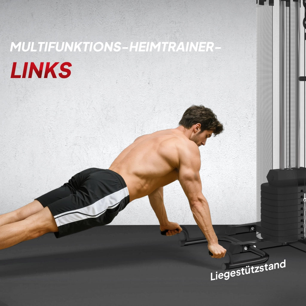 Stazione di allenamento multifunzione ¨C zephmum ¨C con blocco pesi 65 kg, regolabile, acciaio, similpelle