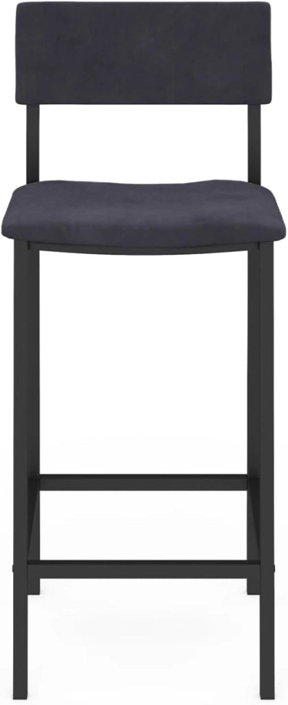 Set di 4 sgabelli da bar AUBIN con schienale, sedia da cucina in velluto grigio antracite