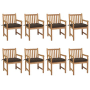 Sedie da Giardino 8 pz e Cuscini Grigio Talpa Massello di Teak cod mxl 8369
