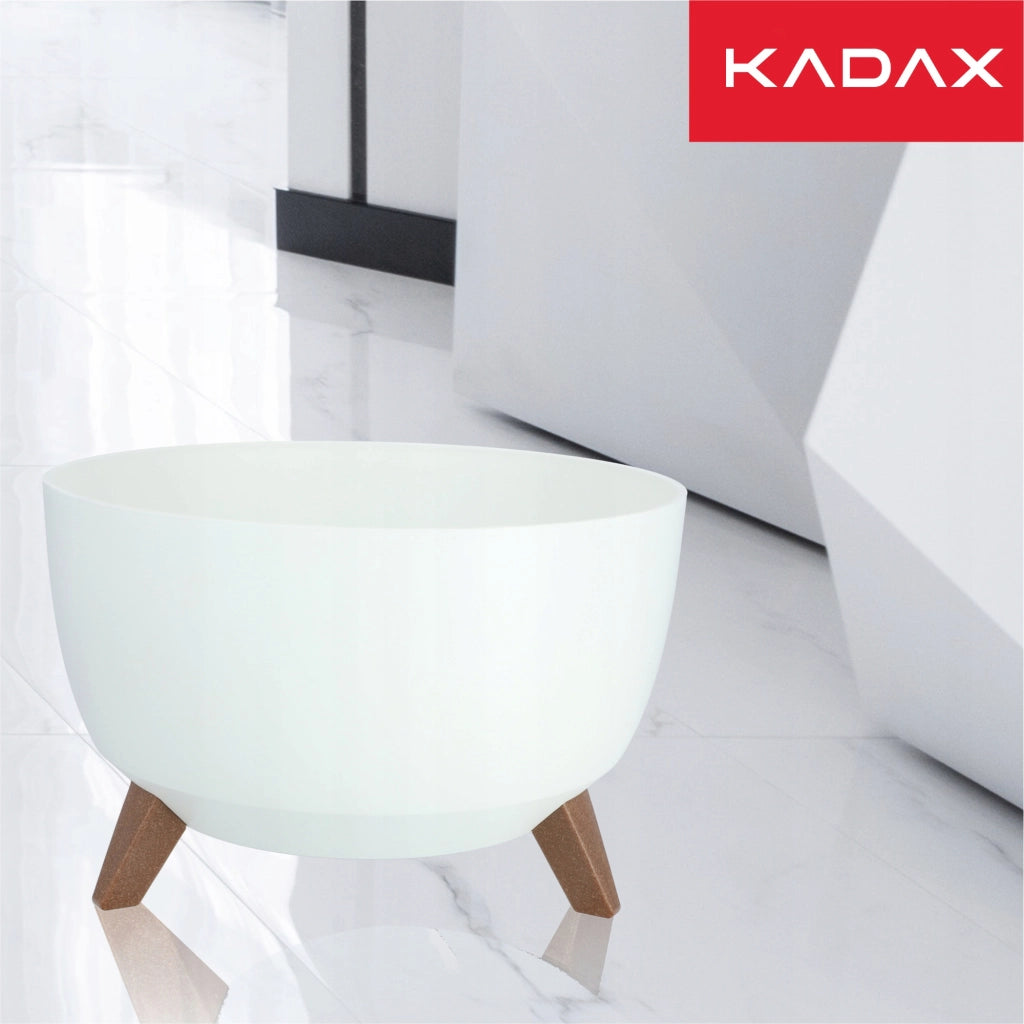 Vaso da fiori KADAX, fioriera, coperchio, gambe, inserto, supporto per fiori, 40 cm, bianco, rotondo, 2 pezzi.