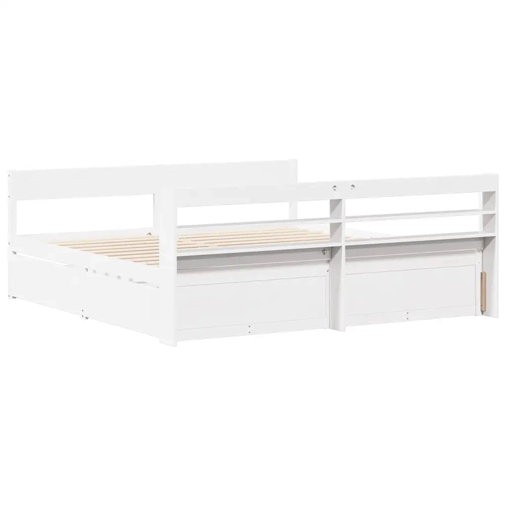 vidaXL Giroletto senza Materasso Bianco 200x200 cm Legno Massello Pino
