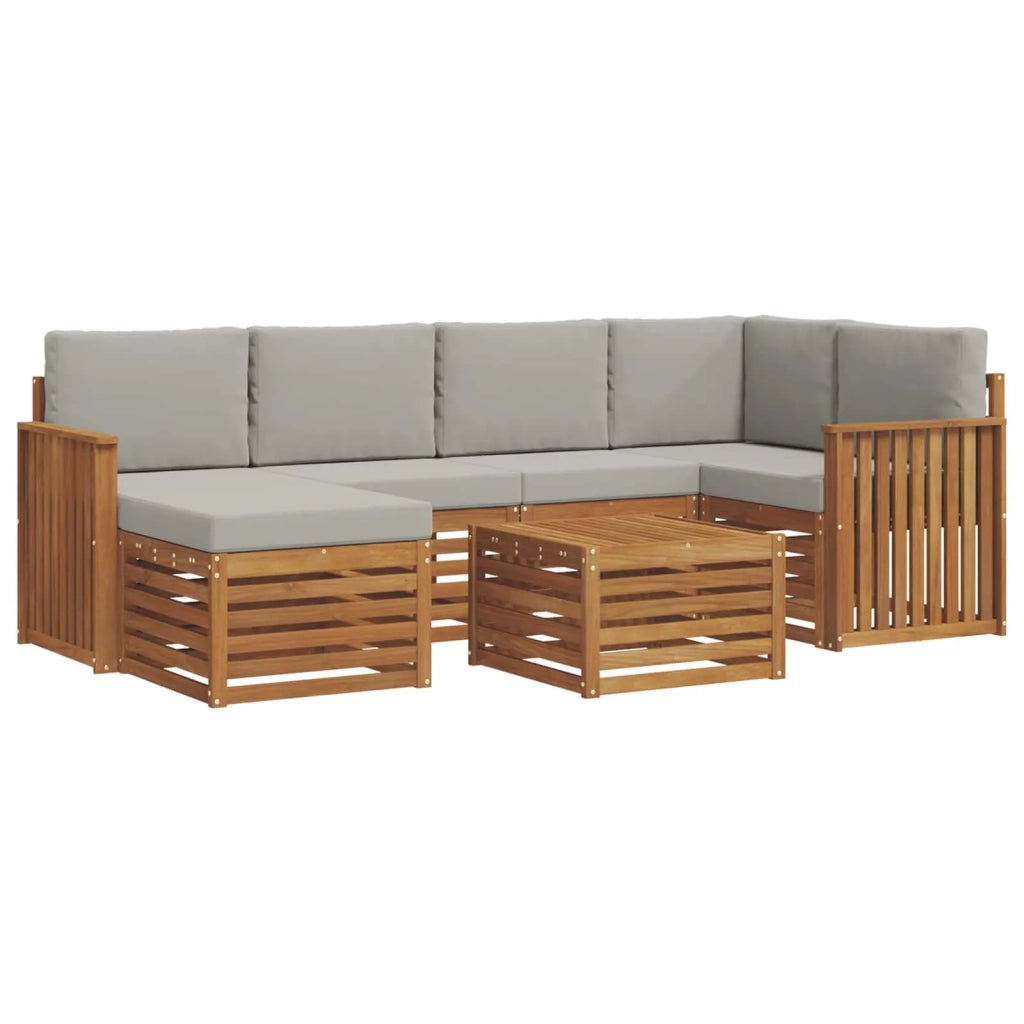Set divano sezionale con cuscino 7 pcs Grigio Naturale e Chiaro 3375126