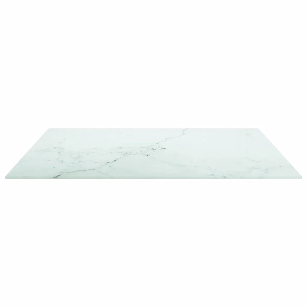 Piano Tavolo Bianco 80x80 cm 6mm Vetro Temperato Aspetto Marmo cod mxl 76580