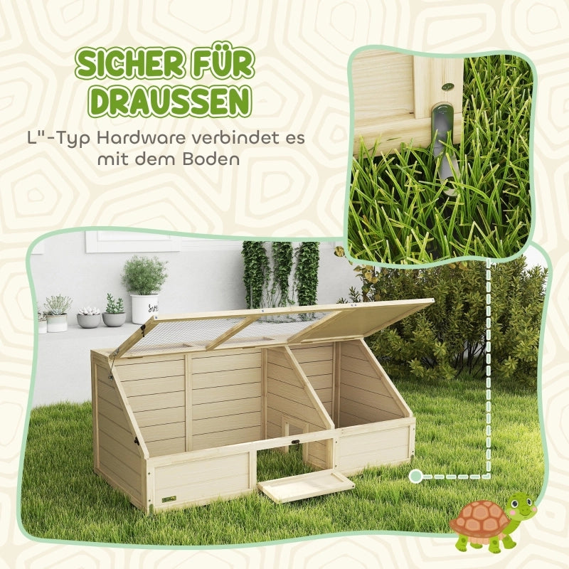 CASA TARTARUGHE Recinto esterno 120x55x20/50 cm Legno naturale