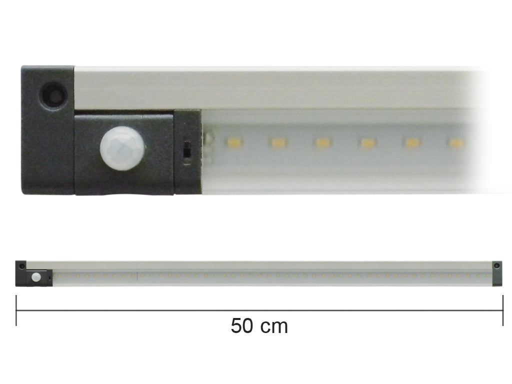 AP50PIRC Barra Led con Sensore PIR 12V 5W 430lm 3000K 50cm