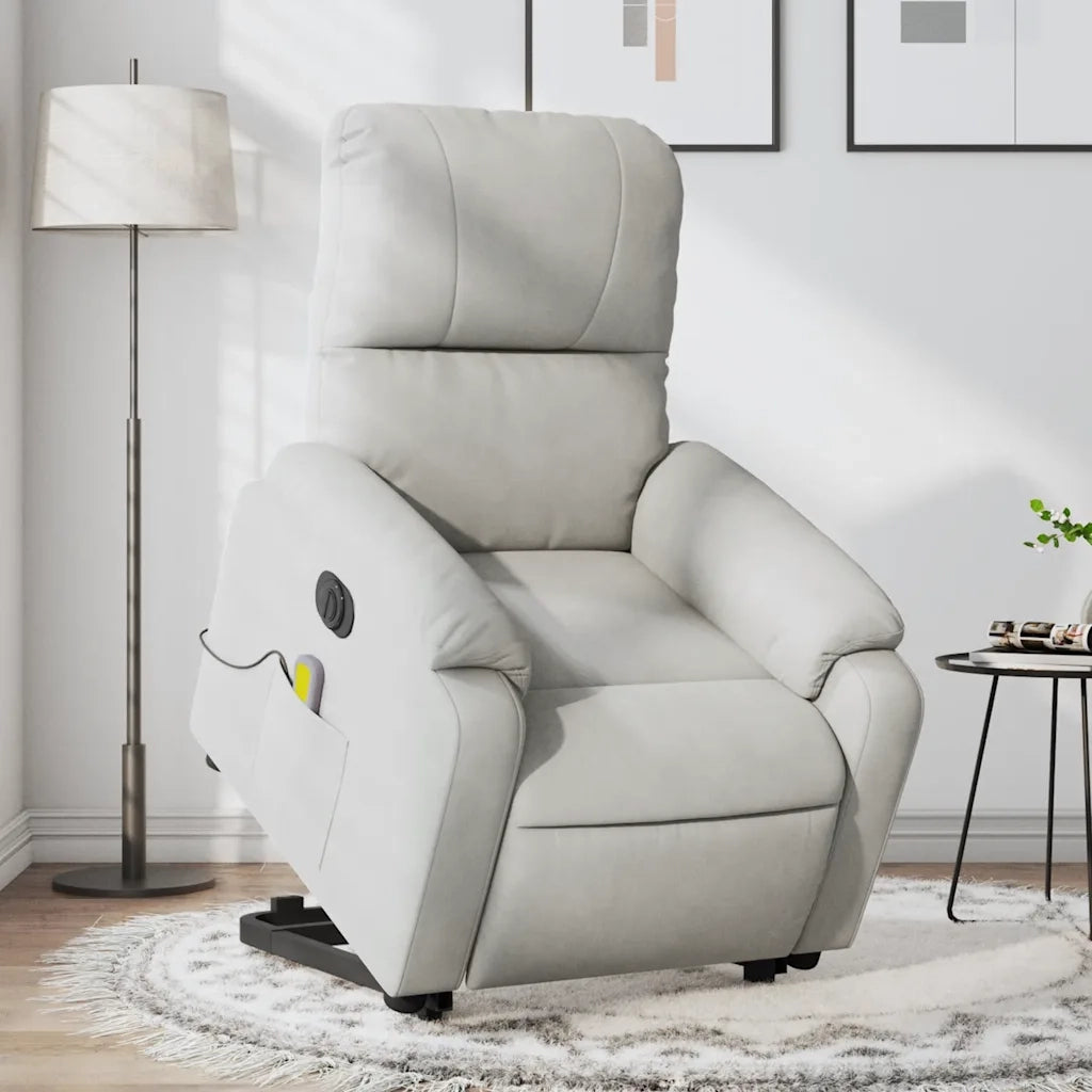 Poltrona a Rialzo Reclinabile Massaggi Grigio Chiaro Microfibracod mxl 85576
