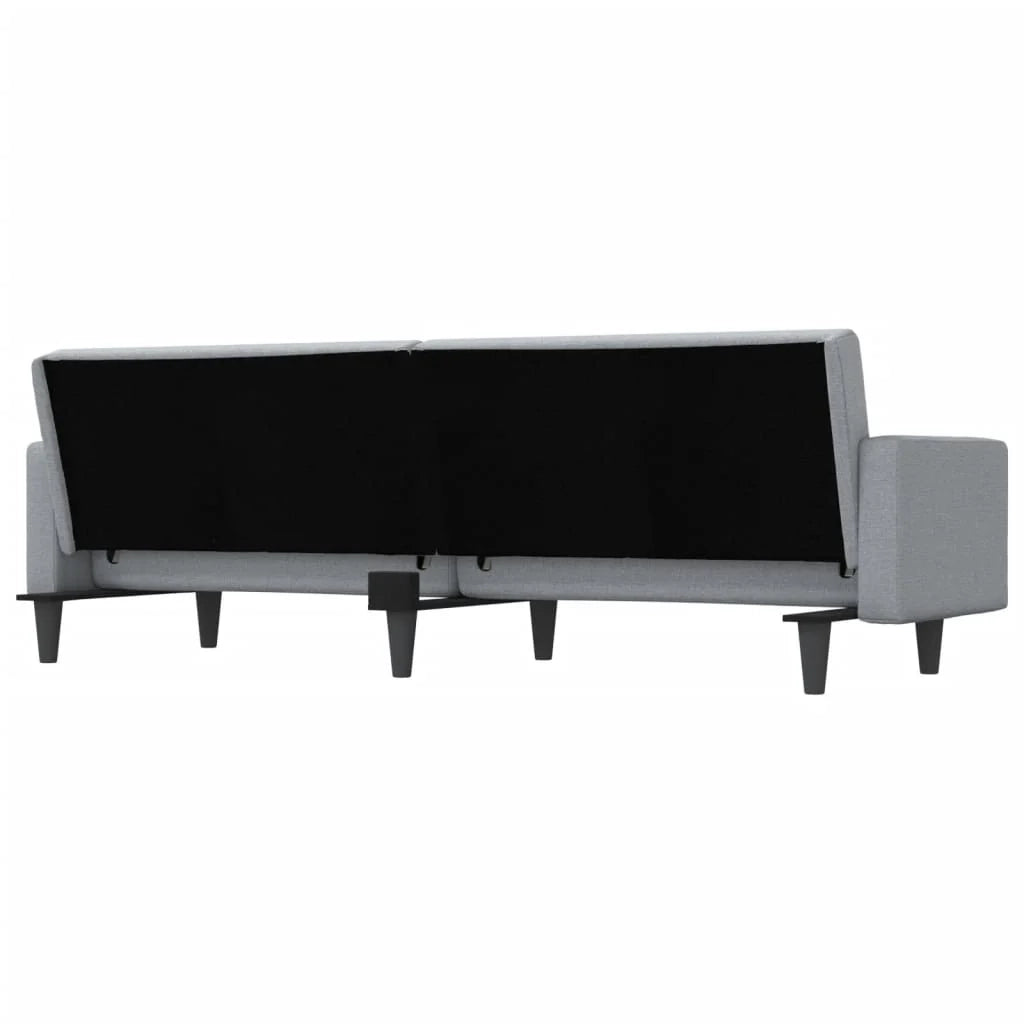 Divano letto con cuscini 220 x 89 x 70 cm tessuto grigio chiaro 02_0019830