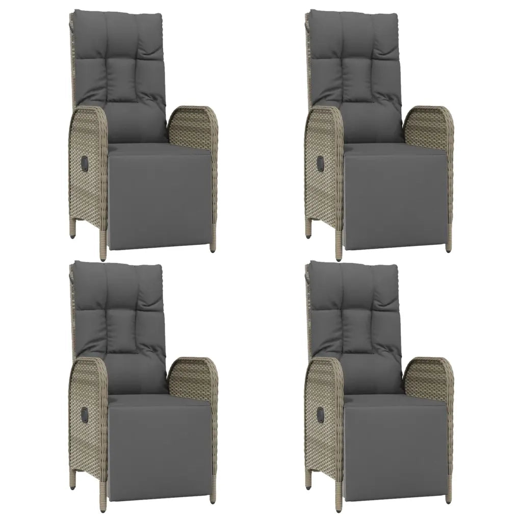 Set da Pranzo da Giardino 5 pz con Cuscini in Polyrattan Grigio