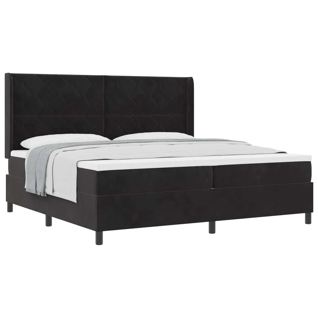 Letto a molle con materasso Nero 200 x 200 cm Velluto 3342082