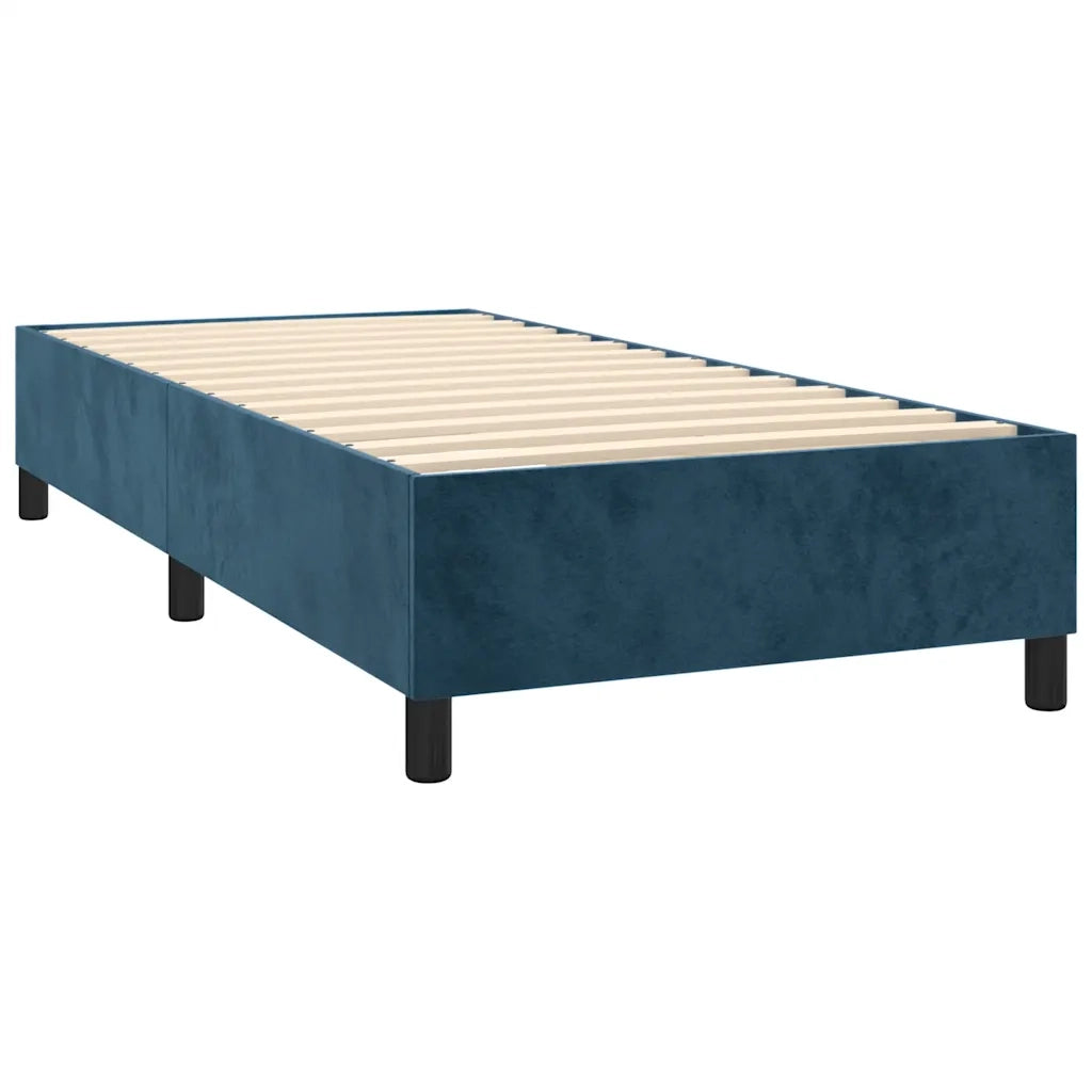 Letto a Molle con Materasso e LED Blu Scuro 90x190cm in Velluto