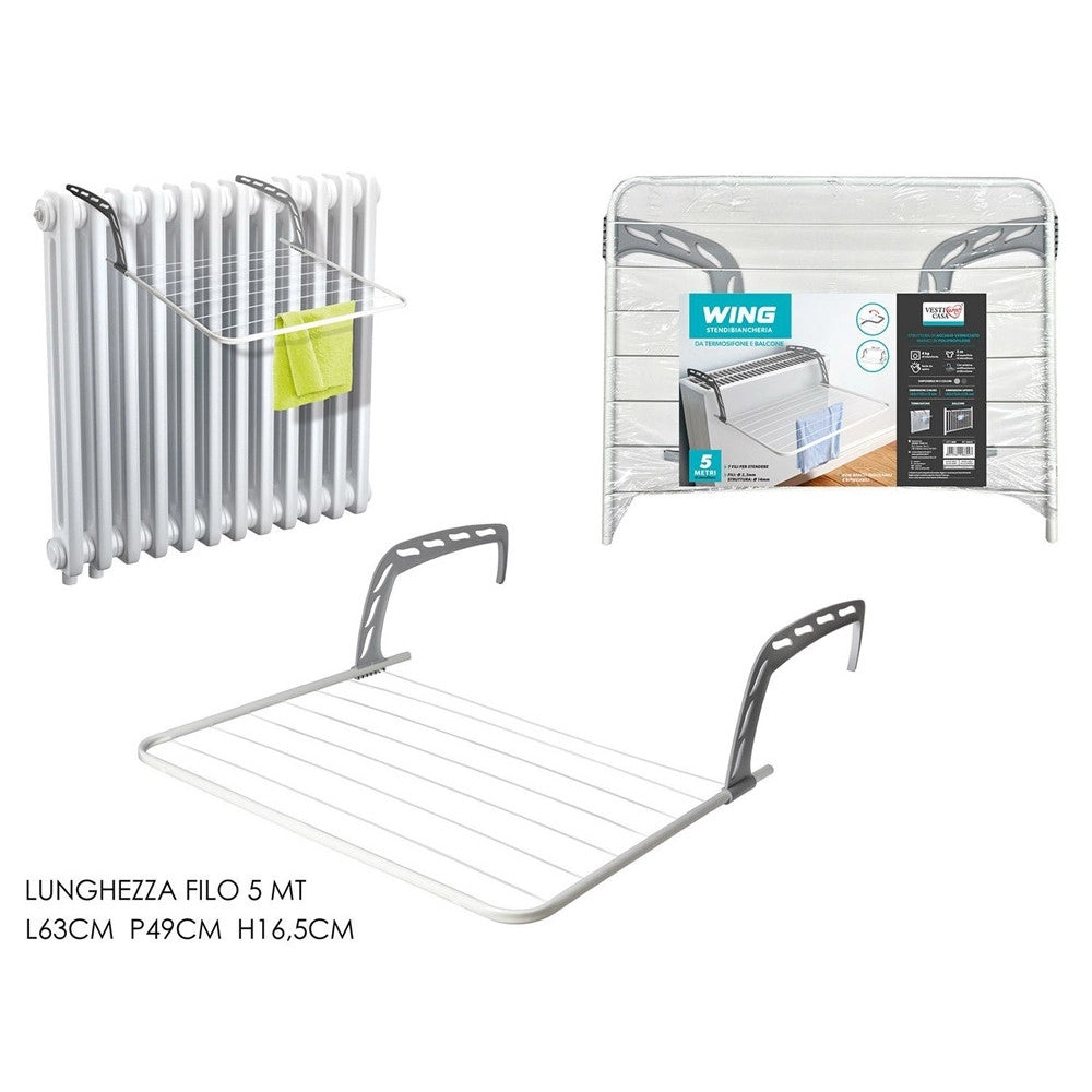 Trade Shop - Stendibiancheria Da Termosifone Balcone Bracci Regolabili Ripiegabili Pratica Resistente -