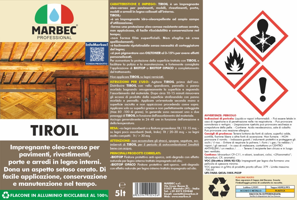 Impregnante per legno TIROIL   5LTx4Pz